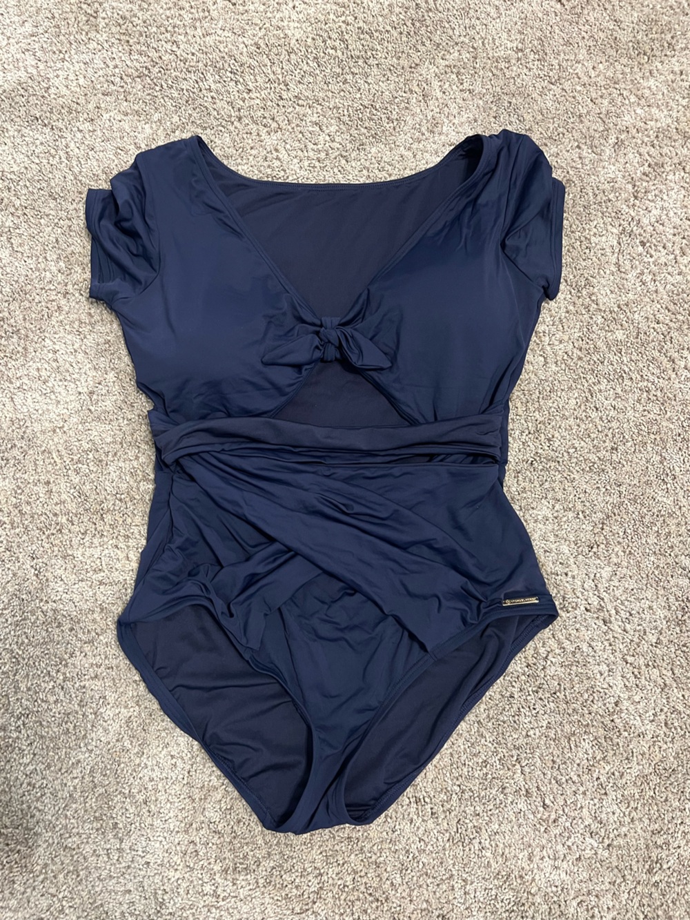 Michael Kors Navy One-Piece Swimsuit with Tie Front
